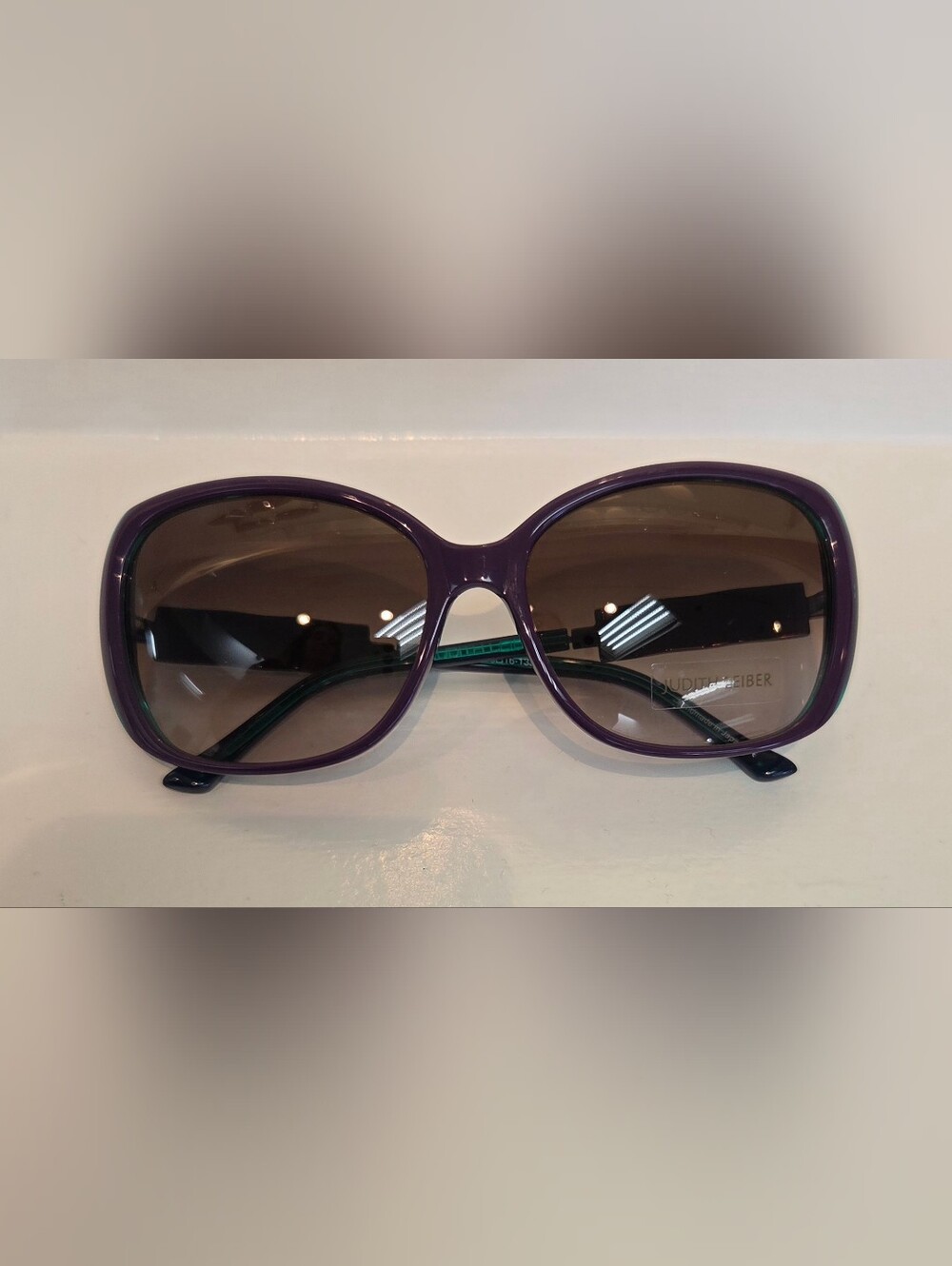 Judith Leiber Purple Oversized Square Sunglasses with Brown Lenses